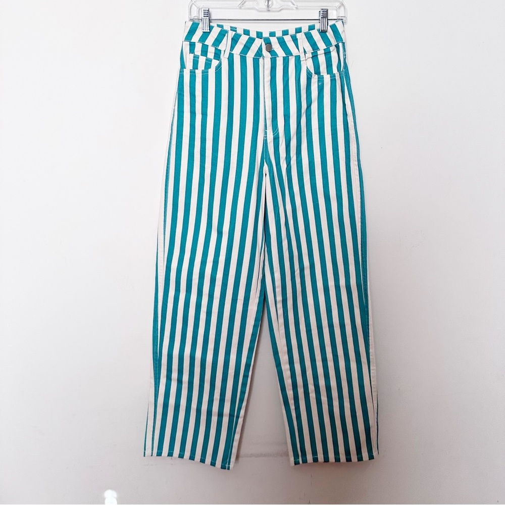 Free People The Tiny Big Sister Striped Berta Long Jeans - Picture 5 of 9